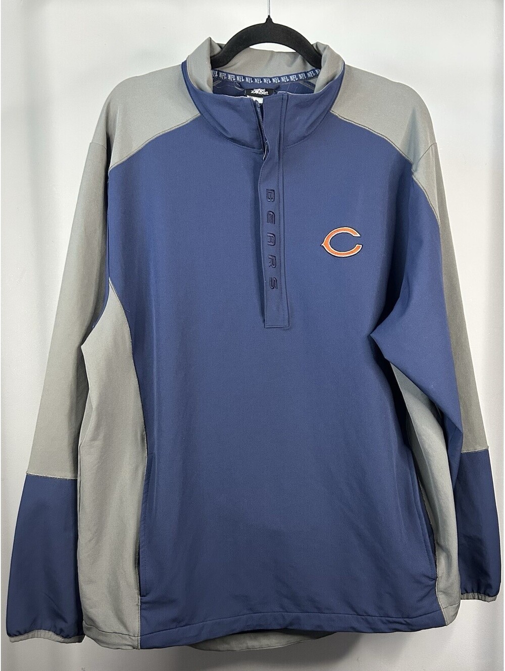 NFL Team Apparel Chicago Bears 1/4 Zip Windbreaker Pullover Men’s Size XL
